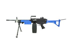 A&K M249 with Sound Control Drum Magazine (Skeleton Stock - AK-249-MK1) (Blue)