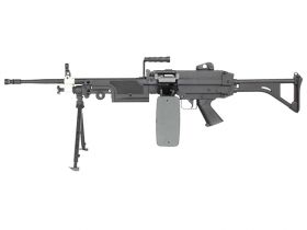 A&K M249 with Sound Control Drum Magazine (Polymer Body - Skeleton Stock - AK-249-MK1-P - Black)