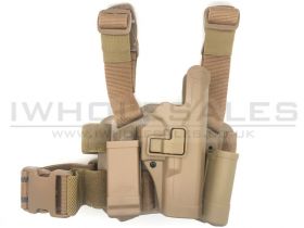 Big Leg Holster 17 Series with Two Pouches (Hard - Right Hand - Tan - Long)