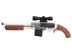 Mossberg M590 Spring Shotgun with Mock Scope, Flash Light, 2 Mags. and 500 BB's (Short - Clear - Cybergun - RT270755)