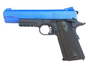 Two Tone Blue Colt 1911 (Rail) Co2 Pistol Dual Tone (Tan - Cybergun - 180525)