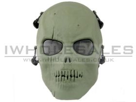 Full Fask Skull Mask (Green) with Mesh Eye Protection