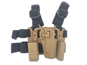 Big Leg Holster 19111 with Two Pouches (Hard - Tan)