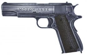 Armorer Works Custom "Molon Labe" 1911 Gas Blowback Pistol (Full Metal -Brown Grips - AW-NE2002)
