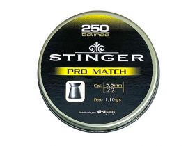 Stinger Lead Air Gun Pellet  (Wad Cutting Flat Nose Pro Match - 5.5mm/.22 - 250 Rounds)