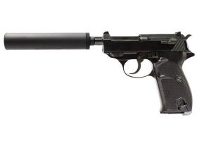 WE WW2 with Silencer Classic Gas Blowback Pistol (Black)