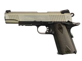 Colt 1911 (Rail) Co2 Blowback Pistol Dual Tone (Silver/Black - Cybergun - 180531)