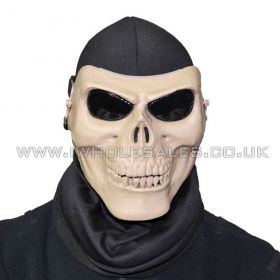 Skull Mask (Skeleton - Bone) with Mesh Eye Protection (Tan)