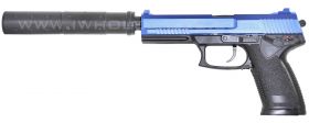 HFC MK23 Gas Pistol with Silencer (Blue - GGH-0302)