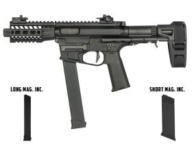 Ares M45X-S with EFCS Gearbox (Retractable Stock with Arm Stabilizing Brace - Black - AR-085E - Comes with extra Mid-Cap and Low Cap Magazine)