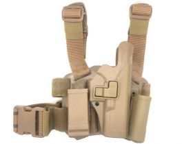 Big Leg Holster 1911 with Two Pouches (Hard - Right Hand - Tan - Long)